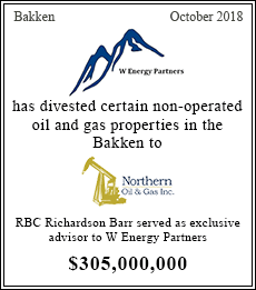 W Energy Partners has divested certain non-operated oil and gas properties in the Bakken to Northern Oil & Gas Inc. - $305,000,000