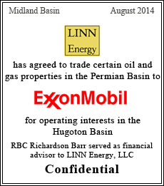 LINN Energy has agreed to trade certain oil and gas properties in the Permian Basin to ExxonMobil for operating interests in the Hugoton Basin - Confidential