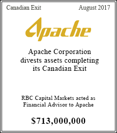 Apache Corporation divests assets completing its Canadian Exit - $713,000,000