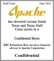 Apache has divested certain South Texas and Texas Gulf Coast assets to a Confidential Buyer - Confidential
