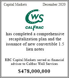 CalFrac has completed a comprehensive recapitalization plan and the issuance of new convertible 1.5 lien notes - $478,000,000