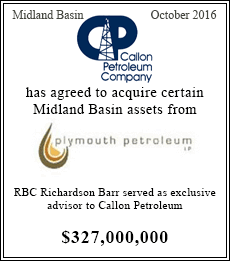 Callon Petroleum Company has agreed to acquire certain Midland Basin assets from Plymouth Petroleum - $327,000,000