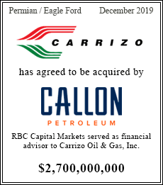 Carrizo has agreed to be acquired by Callon Petroleum - $3,200,000,000