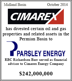 Cimarex has divested certain oil and gas properties and related assets in the Permian Basin to Parsley Energy - $242,000,000