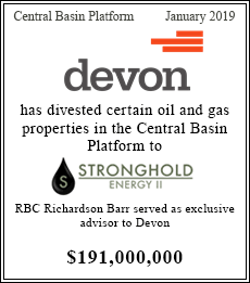 Devon has divested certain oil and gas properties in the Central Basin Platform to Stronghold - $191,000,000