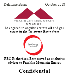Franklin Mountain Energy has agreed to acquire certain oil and gas assets in the Delaware Basin from OneEnergy Partners - Confidential