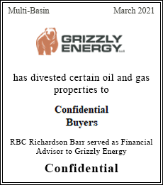 Grizzly Energy has divested certain oil and gas properties to confidential buyers - Confidential