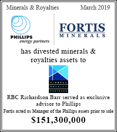 Phillips | Fortis Minerals has divested minerals & royalties assets to Kimbell - $151,300,000
