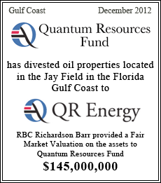 Quantum Resources Fund has divested oil properties located in the Jay Field in the Florida Gulf Coast to QR Energy - $145,000,000