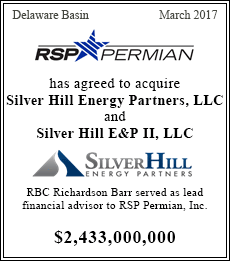 RSP Permian has agreed to Acquire Silver Hill Energy Partners, LLC and Silver Hill E&P II, LLC - $2,433,000,000