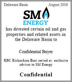 SM Energy has divested certain oil and gas propertises and related assets in the Delaware Basin to a Confidential Buyer - Confidential