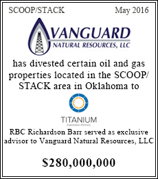 Vanguard Natural Resources LLC has divested certain oil and gas properties located in the SCOOP and STACK area in Oklahoma to Titanium Exploration Partners - $280,000,000