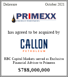 RBC Capital Markets served as exclusive advisor to Primexx - $ 903,000,000