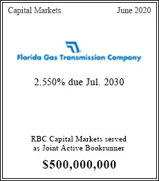 Florida Gas Transmission Company - $500,000,000  - Joint Active Bookrunner - June 2020