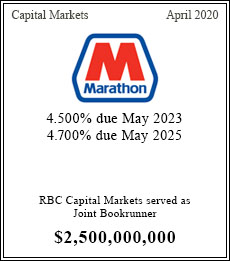 Marathon - $2,500,000,000  - Joint Bookrunner - April 2020