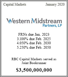 Western Midstream Partners, LP - $3,500,000,000  - Joint Bookrunner - January 2020