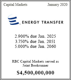 Energy Transfer - $4,500,000,000  - Join Bookrunner - January 2020