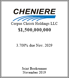 Cheniere Corpus Christi Holdings LLC - $1,500,000,000  - Joint Bookrunner - November 2019