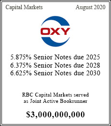 OXY - $3,000,000,000  - Joint Active Bookrunner - August 2020