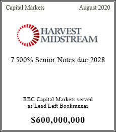 Harvest Midstream - $600,000,000  - Left Bookrunner - August 2020