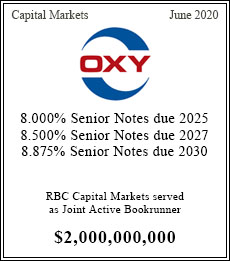 OXY - $2,000,000,000  - Joint Active Bookrunner - June 2020