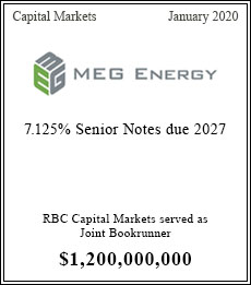 MEG Energy - $1,200,000,000  - Joint Bookruner - January 2020