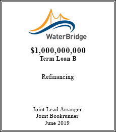 WaterBridge - $1,000,000,000 Term Loan B - Joint Lead Arranger / Joint Bookrunner - June 2019