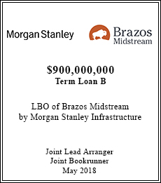 Morgan Stanley / Brazos Midstream - $900,000,000 Term Loan B - Joint Lead Arranger / Joint Bookrunner - May 2018