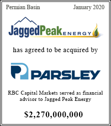 Parsley to Acquire Jagged Peak in All-Stock Transaction Valued at $2.3 Billion