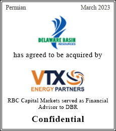 RBC Capital Markets served as Financial Advisor to DBR Confidential