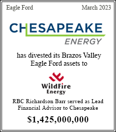 RBC Richardson Barr served as Financial Advisor to Chesapeake $1,425,000,000