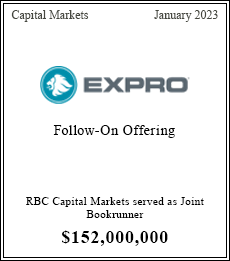 RBC Capital Markets served as Joint Bookrunner $134,000,000