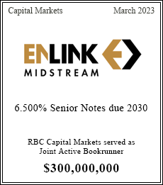 RBC Capital Markets served as Joint Active Bookrunner $300,000,000
