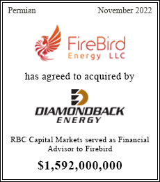 RBC Capital Markets served as financial advisor to FireBird ~$1,592,000,000