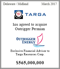 Targa has agreed to acquire Oitrigger Permian - $565,000,000
