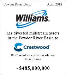 Williams has divested midstream assets in the Powder River Basin to Crestwood - $485,000,000